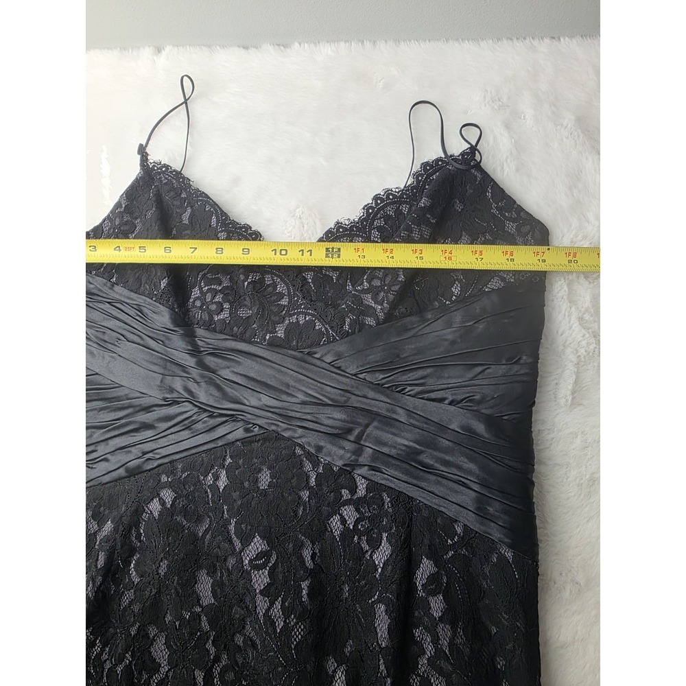 Anne Klein Black Lace Spaghetti Strap Sheath Dress Silk Satin Waist Sz 16 - Picture 10 of 13